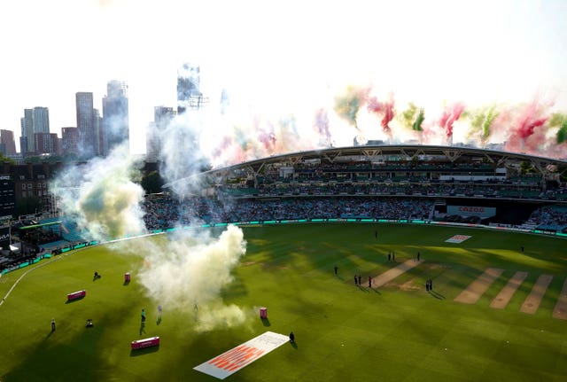 A pyrotechnics display preceded the start of the match