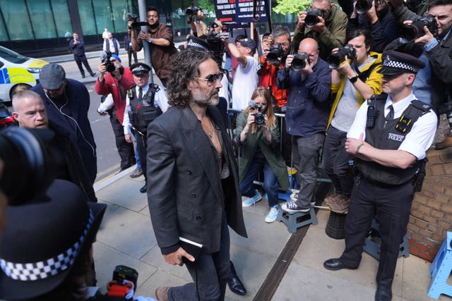 Russell Brand arriving at Southwark Crown Court on Friday