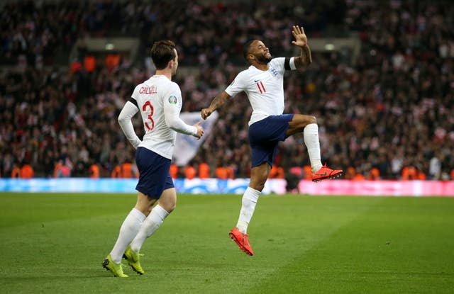 Raheem Sterling, right, was instrumental in England's victory (Steven Paston/PA)