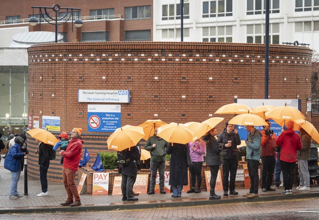 NHS resident doctors outside Leeds General Infirmary in November