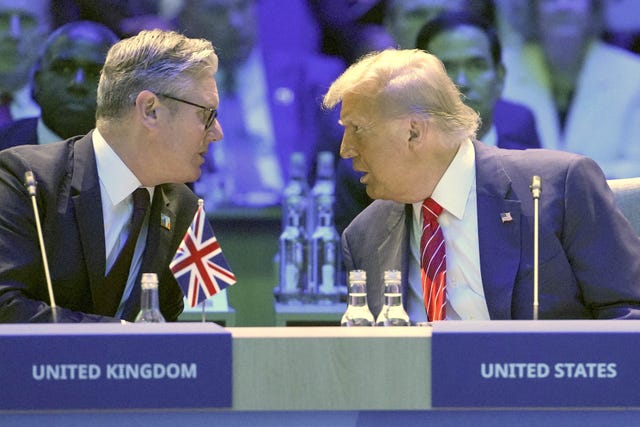 Prime Minister Sir Keir Starmer speaking with US President Donald Trump