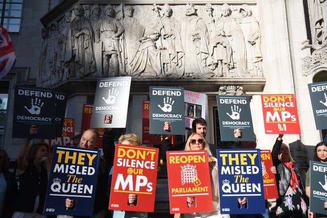 Protesters outside the Supreme Court in London