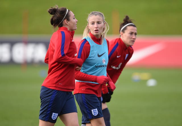 Leah Williamson (centre) has made seven appearances for England (Joe Giddens/PA).