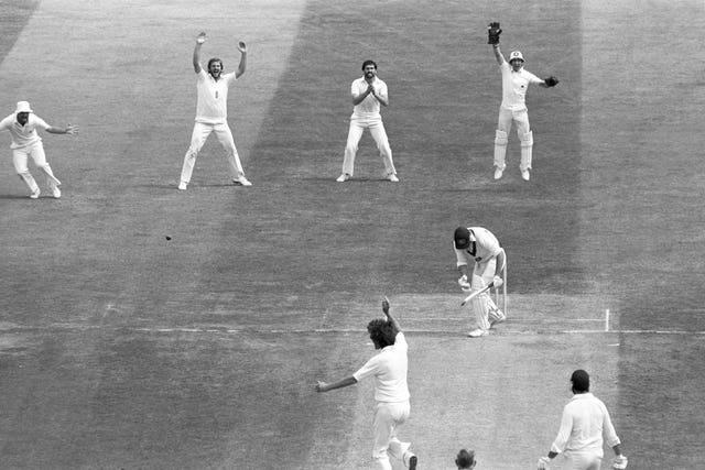 Australia's Geoff Lawson is dismissed by Willis for five during the second Test of The Ashes 