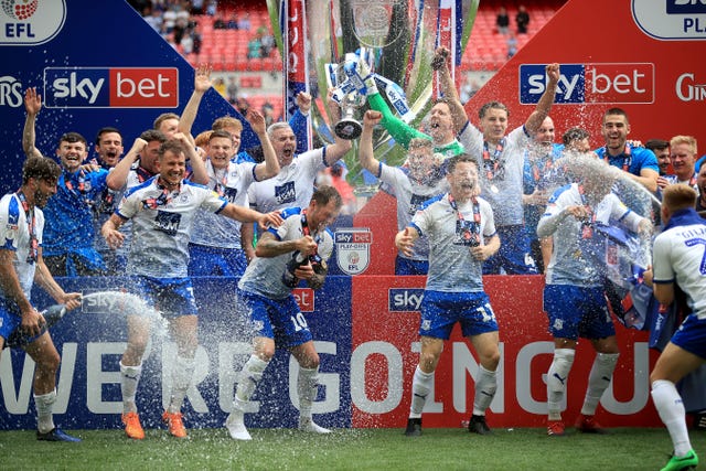 Tranmere celebrate their Wembley victory