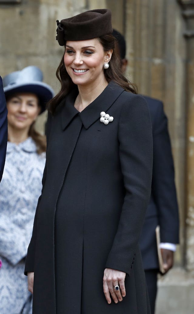 The Duchess of Cambridge at St George's Chapel on Easter Sunday - her last public appearance (Tolga Akmen/PA)