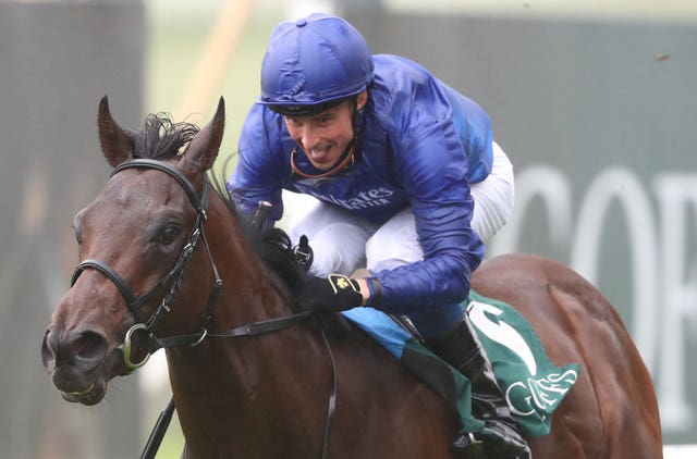 A big smile for William Buick as Pinatubo wins the National Stakes