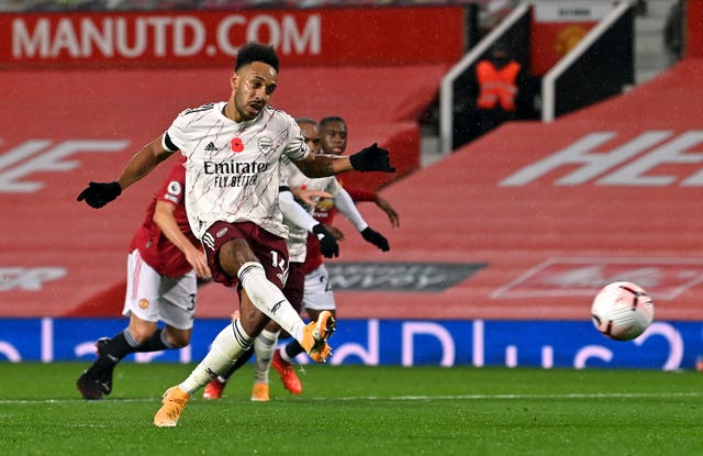 Aubameyang's penalty against Manchester United was just his second Premier League goal of the season.