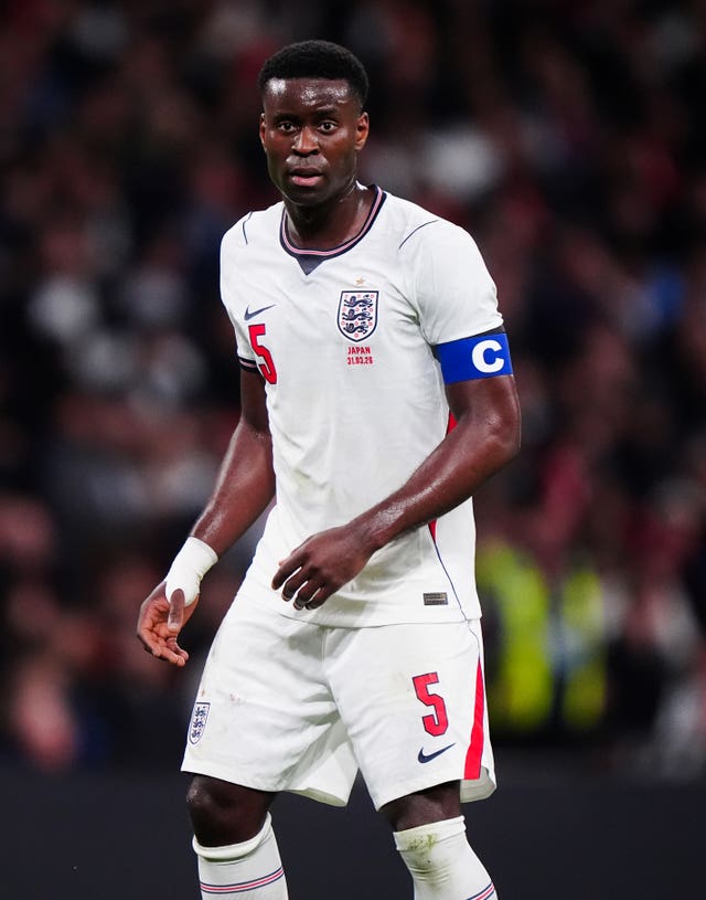 England’s Marc Guehi wearing the captain's armband