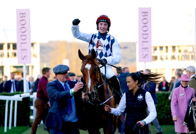 Mark McDonagh celebrates with Banbridge at Cheltenham