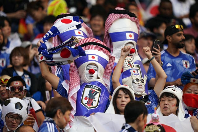 Japan fans watch the World Cup opener with Germany
