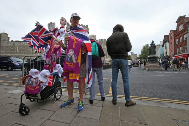 Souvenir sellers are out in Windsor already (Jonathan Brady/PA)