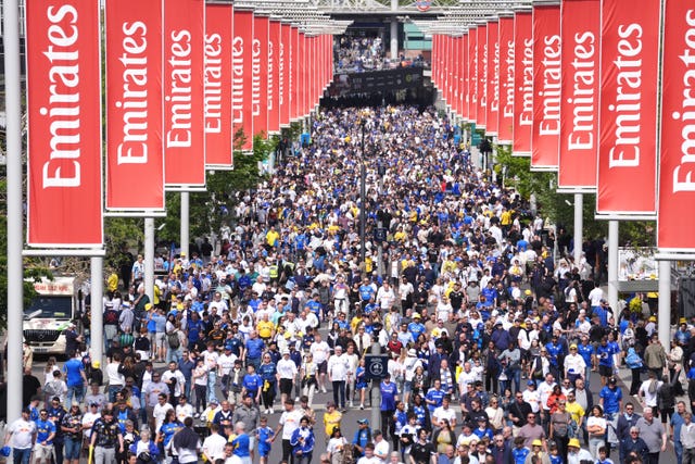 Crowds approaching Wembley Stadium