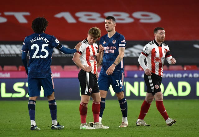 Sheffield United players show their dejection at full-time