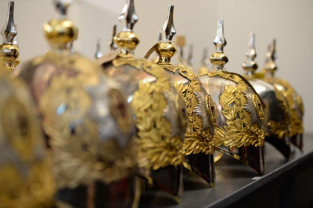 Helmets in the Full Dress store (Kirsty O’Connor/PA)