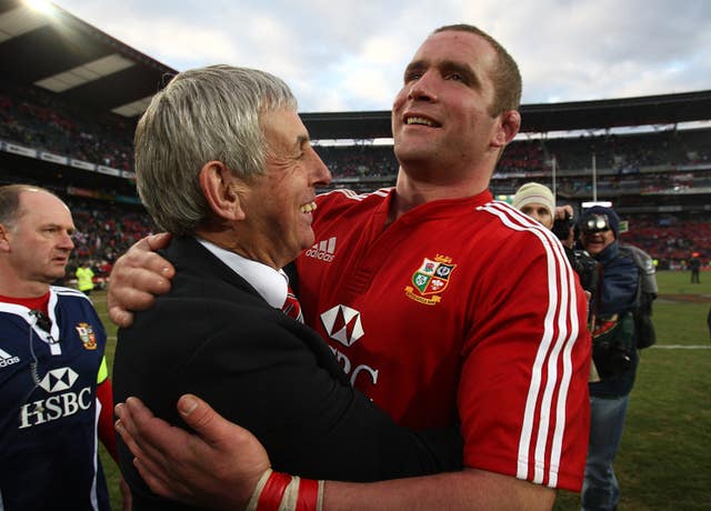 British and Irish Lions’ head coach Ian McGeechan (left) celebrates with Phil Vickery