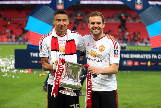 Lingard, pictured left, scored the winner for Manchester United in the 2016 FA Cup final against Crystal Palace