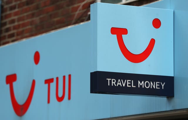 General view of a sign for a Tui store in Eastleigh