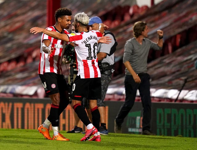 Brentford's 'BMW' strike force of Said Benrahma, Bryan Mbeumo and Ollie Watkins, left, have scored 59 goals this season
