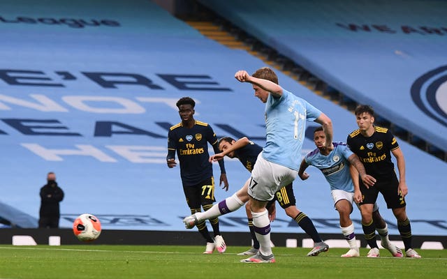 Kevin De Bruyne scored City's second goal from the penalty spot