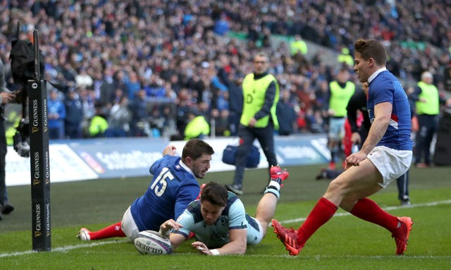 Wing Sean Maitland scored two tries as Scotland beat France 28-17 at Murrayfield to end their Grand Slam hopes