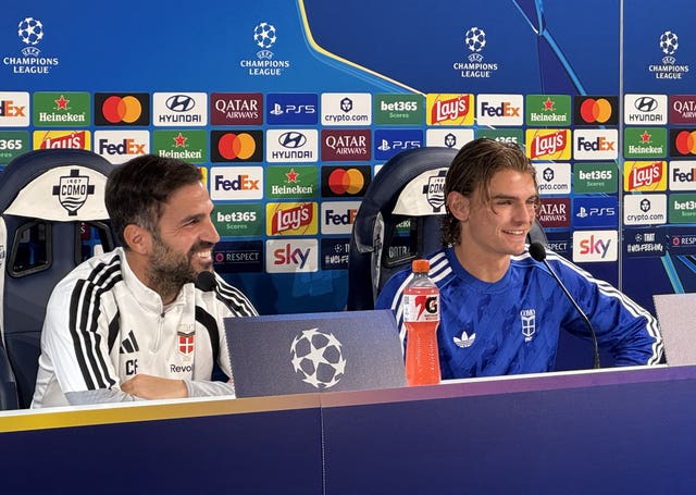 Como manager Cesc Fabregas and Nico Paz faced the media ahead of hosting Manchester United