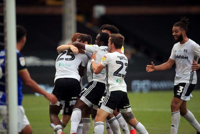 Fulham’s Joshua Onomah is mobbed after his late winner