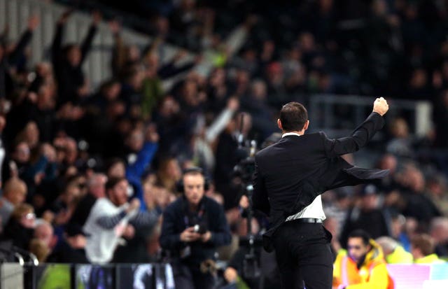 Lampard celebrates in Derby's victory over promotion rivals Sheffield United