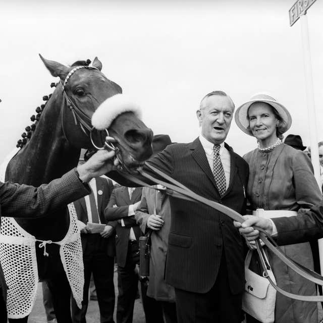 Owner Paul Mellon with Mill Reef after the King George VI And Queen Elizabeth Stakes at Ascot