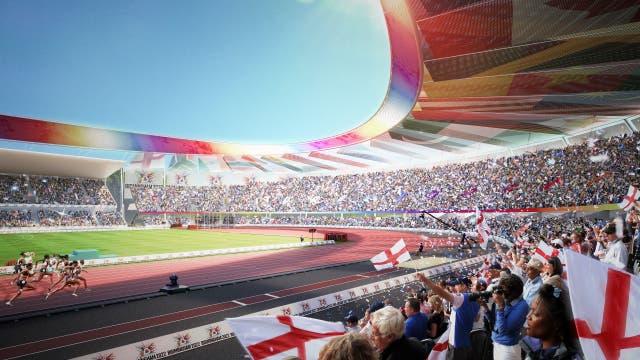 An artist's impression of Alexander Stadium in Birmingham 