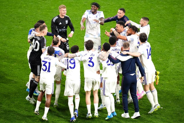 Aston Villa players celebrate in Istanbul
