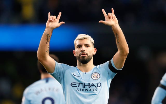 Aguero scored hat-tricks in City's wins against Arsenal and Chelsea in February (Martin Rickett/PA).
