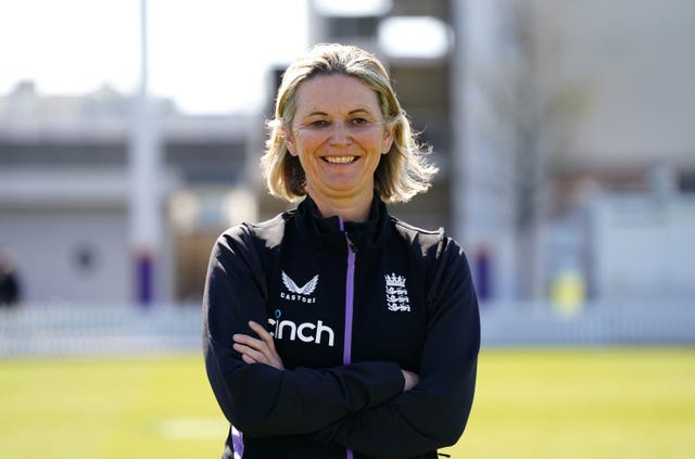 Charlotte Edwards smiles during her unveiling as England head coach at Lord's