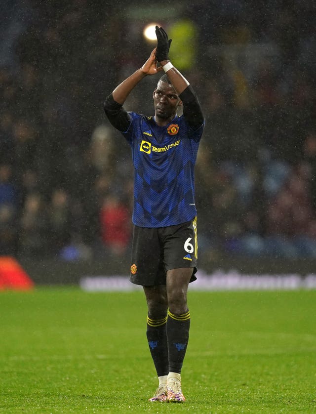 Manchester United’s Paul Pogba applauds the fans after the Premier League match at Turf Moor, Burnley
