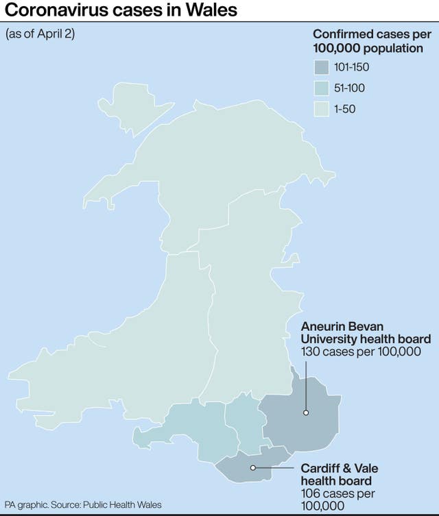 Coronavirus cases in Wales