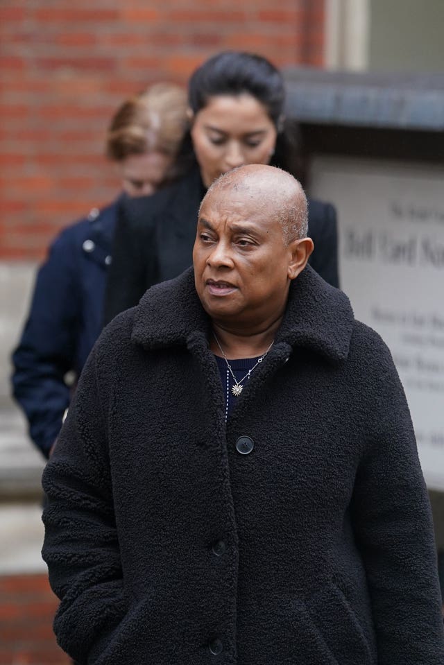 Lady Lawrence leaving a preliminary hearing in the claim in 2023 (Gareth Fuller/PA)
