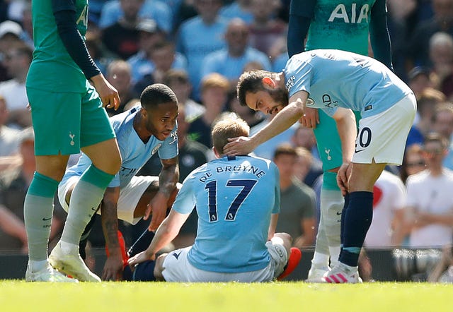 Kevin De Bruyne was injured during the win over Tottenham