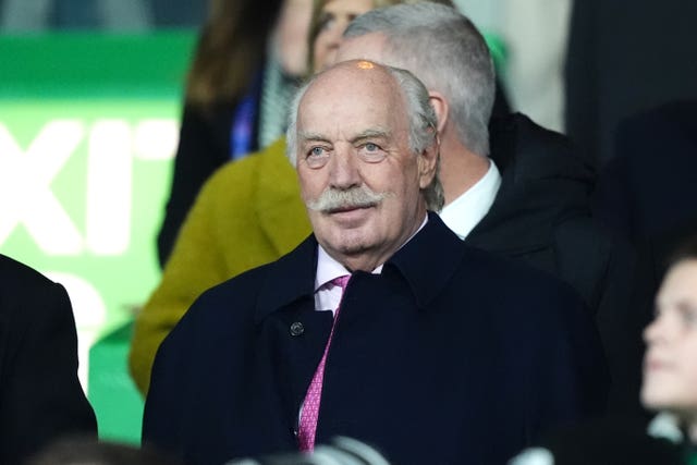 Dermot Desmond in the stand at Celtic Park