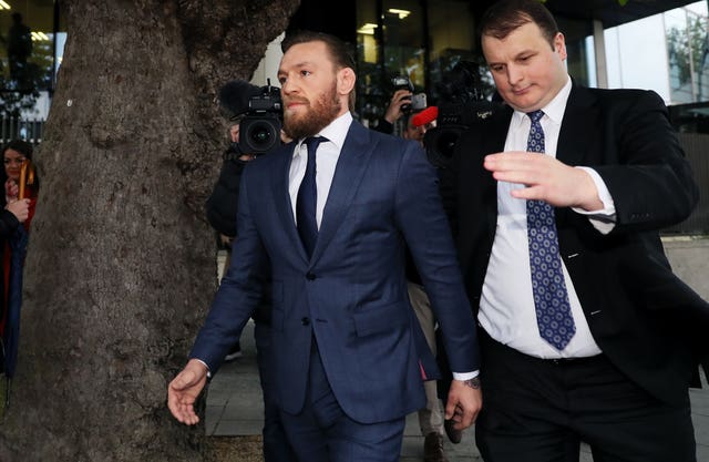 McGregor leaving Dublin District Court.