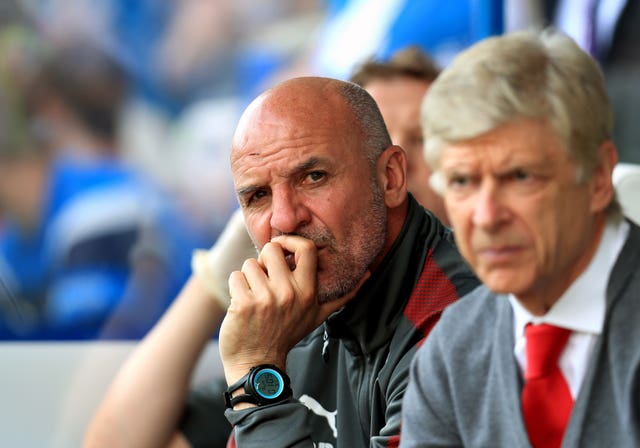 Steve Bould, left, was Arsene Wenger's assistant for six years and continues under Unai Emery