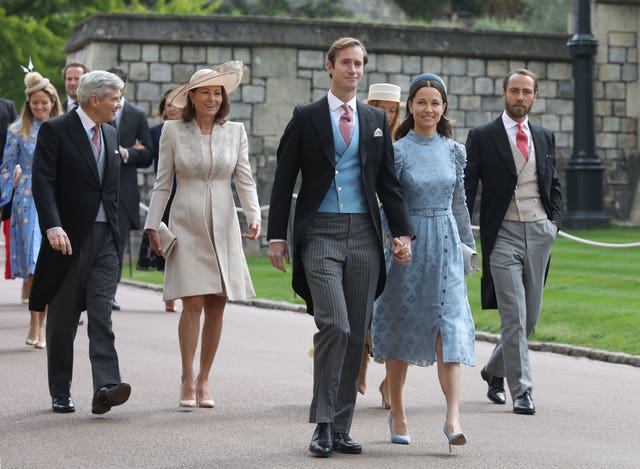 Michael and Carole Middleton with son-in-law James Matthews, his wife Pippa Middleton and her brother James