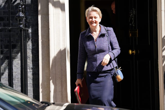 Home Secretary Yvette Cooper leaving number 10 Downing Street, London