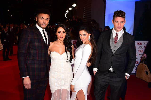Nathan Henry, Marnie Simpson, Chloe November and Scott Timlin of Geordie Shore arriving for the 2015 National Television Awards (Ian West/PA)