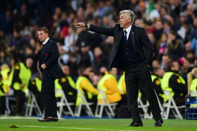 Carlo Ancelotti managing Real Madrid in the UEFA Champions League