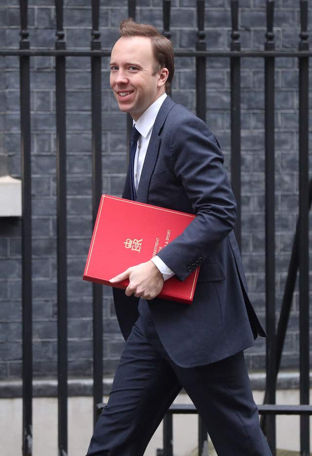 Digital, Culture, Media and Sport Secretary Matt Hancock arriving at 10 Downing Street, London, for a Cabinet meeting.