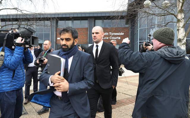 Darron Gibson leaves South Tyneside Magistrates’ Court (Owen Humphreys/PA)