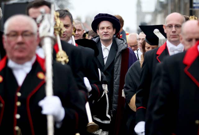 Srdja Popovic took part in a procession through the streets of St Andrews where he was installed as rector of the university (Jane Barlow/PA)