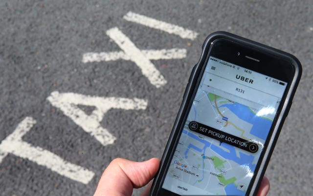 Uber app on a phone
