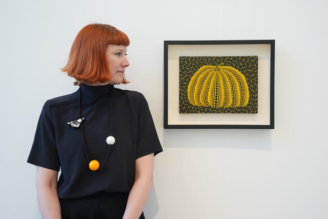 Yayoi Kusama's Pumpkin, on display at Phillips’ auction room in 2025