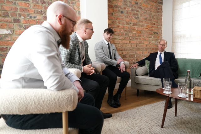 The Prince of Wales speaks to head of James’ Place Newcastle, John Younger (left) during a visit to officially open James’ Place Newcastle 